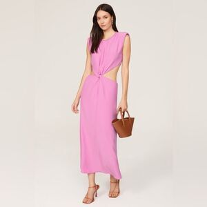 Scotch & Soda Sleeveless Cutout Waist Draped Midi‎ Dress Orchid Pink Sz EU 42